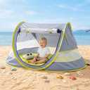 Poray Portable Baby Beach Tent with UPF 50+ Sun Shelter,Mosquito Net and Sunshade, Ideal Pop Up Kids Travel Tent with Carry Bag & 2 Stakes,Outdoor Indoor Play and Sun Protection, Large