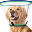 Soft Dog Cone Collar for Dogs After Surgery, Transparent Cone for Dogs to Stop Licking, Breathable Dog Neck Cone for Dog, Adjustable Elizabethan Pet Recovery Collar (Blue, Size 7) (Blue, M)
