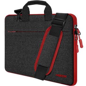 Hseok Laptop Shoulder Bag 13 13.3 14 Inch Case Compatible with MacBook Pro/Neo 14" M5/M4/M3/M2/M1,Mac Air/pro/Neo 13" and Most 13 13.3 14 Notebooks,Spill-Resistant Briefcase,Black & Red