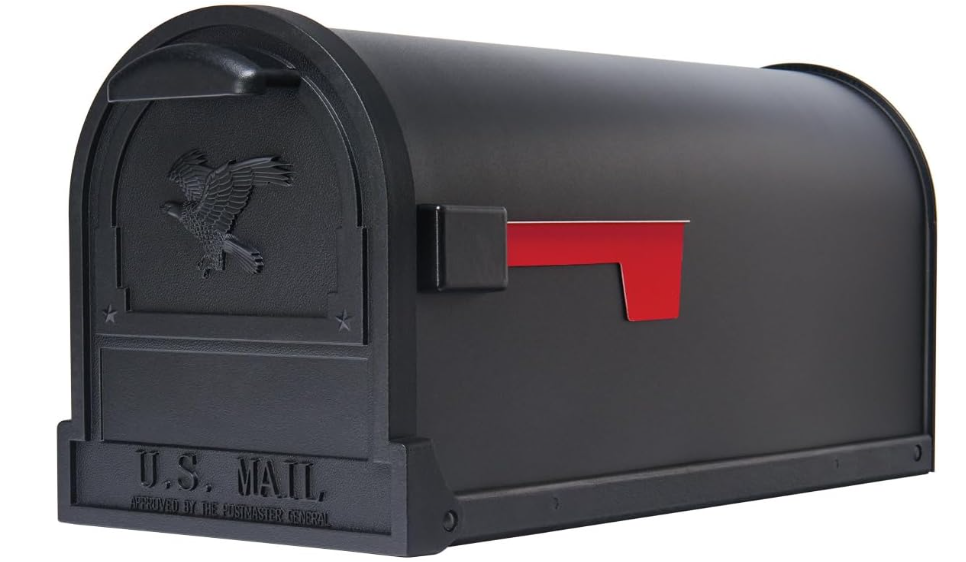 Architectural Mailboxes Arlington Post Mount Mailbox, Black, Large Galvanized steel build for outside with weather-resistant build and rust-resistant powder-coat finish. USPS approved.