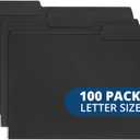 100 Blue Summit Supplies Black File Folders - Letter Size File Folders with 1/3 Cut Tabs, Durable 11pt Black Paper, Holds Letter Size Documents, Black Folder 100 Pack