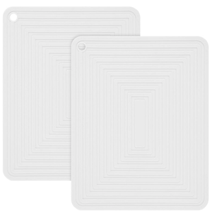 Silicone Trivets for Hot Dishes-Pots and Pans, Flexible Hot Pads for Kitchen, Non Slip Heat Resistant Mats-Pot Holders-Placements, Rectangular Microwave Plate Cover-Trivet 4 Pack in the color Teal