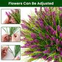 20 Bundles Artificial Plants Outdoor, UV Resistant Fake Flowers Realistic Faux Lavender Shrubs for Porch Garden Window Box Home Decoration (Rosy)