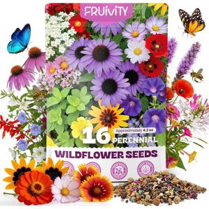 200,000+ Wildflower Seeds Bulk (4oz)  16 Varieties Perennial & Annual Mix, Attract Bees, Butterflies & Hummingbirds, High Germination for Outdoor Pollinator Garden, Unique Gift for Mother, Women, Mom