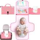 Kopi Baby Portable Diaper Changing Pad - Baby Diaper Changer Travel Bag with Wipes Pocket, Smart Design Portable Changing Mat, Infant Travel Station Kit, Gift for Newborn Girl & Boy - Pink, Classic