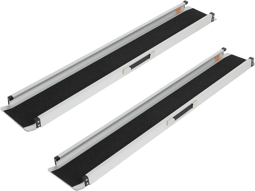 SCITOO Adjustable Wheelchair Ramp 8FT Non-Skid Threshold Ramp 600lbs Capacity Aluminum Portable Telescoping Ramp for Steps, Home, Stairs, Doorways