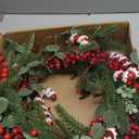 MG MagicGarden Christmas Wreaths for Front Door 20 Inches Artificial Christmas Wreath with Red Holly Berries Pine Needles Pine Cones Candy Canes for Xms Holidays