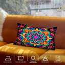 Shrahala Colorful Mandala Decorative Throw Pillow Cover, Vibrant Floral Pattern Lumbar Pillowcase Blended Double-Sided No Inserts for Bedroom Living Room Set of 2 (12 X 20 in)