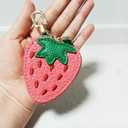 Cute Fruit Charm Leather Zipper coin purse With Keychain,Coin Organizer, Mini Fashion Accessory Leathe Storage Bag for Women (Strawberry)