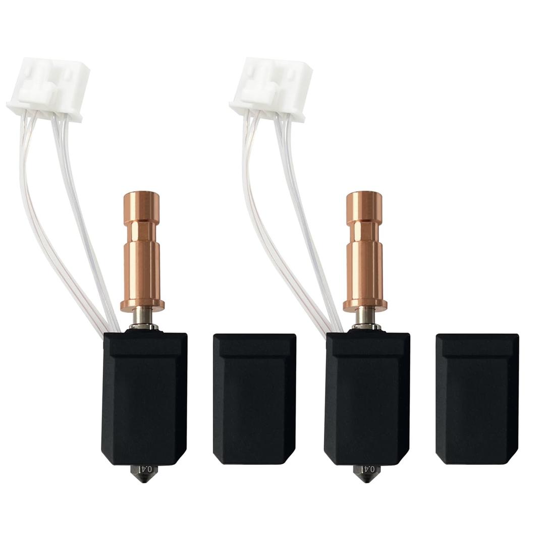 2PK 0.4MM Ceramic Hotend for Kobra S1 Combo Hot End Kit Print Head Block Heating Cartridge Thermistor Hardened Steel Nozzle with Extra 2PK Silicone Rod for Anycubic Kobra S1/ACE Pro