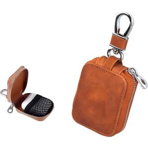 Headphone Storage Case Earbud Case Compatible with Airpods 1/2/3/Pro Wireless Earphones Carrying Pouch Small PU Leather Bag Shockproof Earpods Cover Universal Bag Travel Protection Pouche (brown)