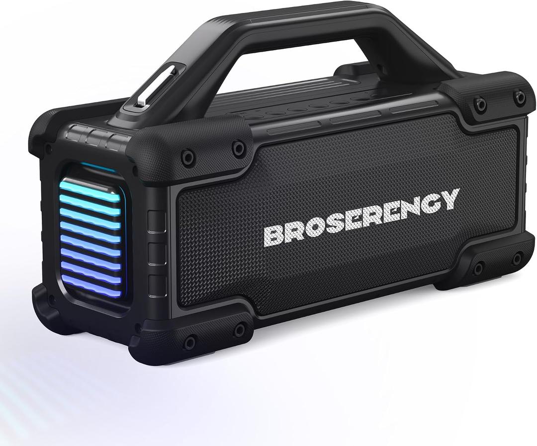 Portable Bluetooth Speaker Wireless Lights, Bluetooth Speaker Loud Stereo Sound, Outdoor Water Resistant Bluetooth Speaker 300W (Peak) Party Lights EQ TWS USB AUX TF IPX6 Party/Beach/Garage, Black