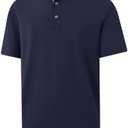 Men's Casual Polo Shirt Short Sleeve Mercerized Cotton Blend Breathable Stretch Classic Fit Business Collared Shirts (M, Blue)