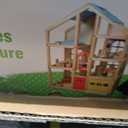 Melissa & Doug Wooden Hi-Rise Dollhouse with 15 Furniture Pieces, Garage, Working Elevator Preschool Dollhouse for Kids Ages 3+