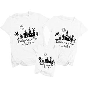 Family Vacation Shirts 2026 Family Matching Outfit Magical Animal Land Tshirt Family Trip Couples Travel Tops (White, L)