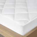 Madison Park Queen Mattress Protector Pad Waterproof Bed Cover, Breathable 300TC Sateen Cotton, Diamond Quilted Topper, Quiet Nights, Fitted Pocket Fits Up to 18 Inch, Machine Washable, White