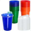 EcoDispose 12 oz Kids Cups, 20 Count Plastic Spill Proof Party Cups, BPA-Free, Assorted 4 Colors for Party, Picnic,Travel & Home Use (20 Pack)