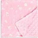 Baby Blankets for Boys Girls, Soft Minky Blankets with Double Layer Dotted Backing, Toddler Blanket for Nursery, Stroller, Toddler Bed, Car seat, Floral (Pink)