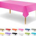 Pink Disposable Plastic Table Cloth for Rectangle Tables (12 Pack) Premium Decorative Pink Tablecloth for Parties, Events & Weddings, Indoors & Outdoors, 54 x 108 inches, Plastic Table Cover