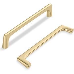 Lardmon Brushed Gold Modern Cabinet Pulls 5 Inch(128mm) Hole Center 5 Pack Timeless Drawer Pulls Vanity Pulls Classic Solid Kitchen Cabinet Handles Hardware for Dresser, 5.4 Inch(138mm) Total Length