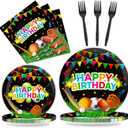 Sports Party Plates Napkins Sports Happy Birthday Party Tableware Baseball Football Soccer Basketball Rugby Disposable Paper Plates Napkins for Boy Birthday Decoration Supplies Favors 24 Guests