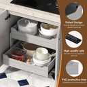 Landmok Pull Out Drawers For Cabinets, 23" W x 21.65" D x 17" H Slide Out Wooden Pull out Drawers, 2-Tier, Heavy-Duty Base Bottom Assembly Slide out Drawer Shelf Cabinet Organization for Kitchen, Gray