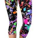 Women's Artistic Splash Printed Cropped Capri Leggings, Size L