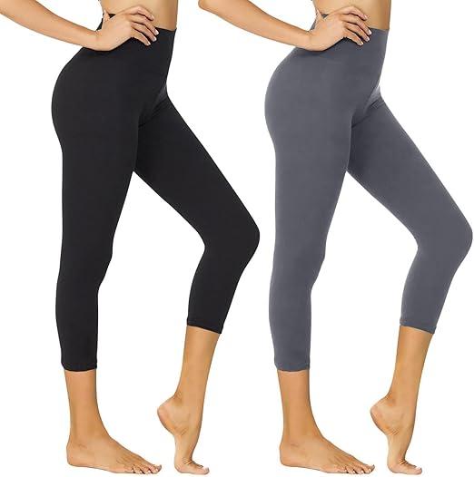2 Pack Leggings for Women Tummy Control, Soft High Waisted Black Yoga Pants for Workout Reg &  3XL