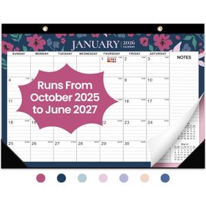 Desk Calendar 2026-2027, 21-Month Calendar Runs Unitl June 2027, Large 17" x 12" Monthly Desktop & Wall Calendar for Home & Office - Twilight Petals