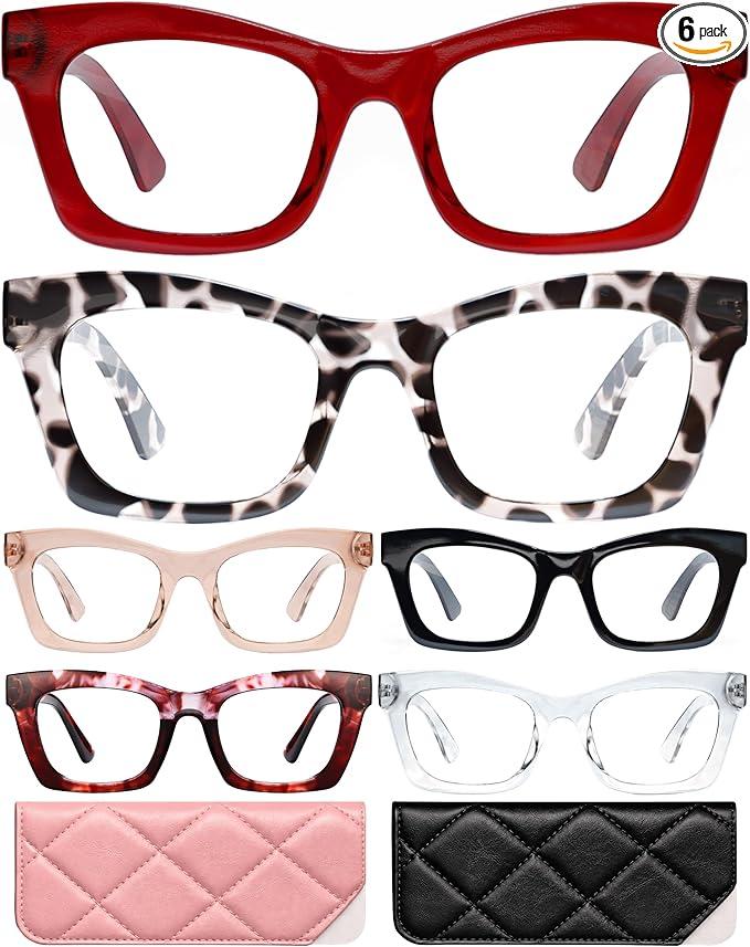 CCVOO 1.0 Stylish Reading Glasses for Women, Stylish Eyeglasses, Blue Light Readers for Women, Cheaters, (A7 Runway Rouge)