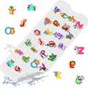 XIYUNTE Baby Bath Mat for Tub Non Slip Kids Bath Mat - 40''x16'' Extra Long Cartoon Bathtub Mat Non Slip Kids Shower Mat Eco-Friendly Toddler Bath Mats with Suction Cups, Machine Washable (H-white Alphabet)