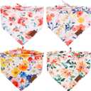 2 x Nausikaa Triangle Large Girl Dog Bandanas 4 Pack, Durable Polyester Fabric Dog Scarf, Unique Design - Ink Flower F