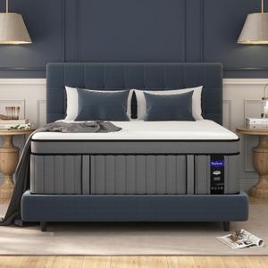 DIFAME Queen Size Mattress 14 Inch, Gel Memory Foam Hybrid Firm Queen Bed Mattress in a Box with Independent Pocket Spring, Pressure & Back Pain Relief, Edge Support, 100-Night Trial, CertiPUR-US (Grey)