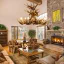 Deer Antler Chandelier Lighting,Large Deer Rustic Farmhouse Chandelier Light Fixtures for Dining Room Living Room Kitchen Island Bedroom Entryway Foyer (9 Lamp Arms + 6 Arms)