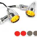 Rich Choices 2pcs Chrome 15 LED Motorcycle Stop Brake Running Turn Signal Indicator Amber Lights For Harley Honda Chopper (Chrome-Amber Light)