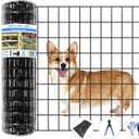 Welded Wire Fence, 50ft(L) x 24inch(H) Garden Fence for Dog, 2 Inch x 3 Inch 16GA Fencing for Chicken, PVC Coated Anti-Rust Roll Metal Wire Mesh Fence for Yard Vegetable, Black