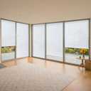 Threehoney 9 Pcs 35 x 110 Inches Temporary Blinds for Indoor Windows No Tools Cut to Size Fabric Paper Pleated Shades Adhesive Privacy Blinds for French Door Sliding Door Light(White)