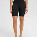 ODODOS High Waist Workout Shorts with Pockets for Women 6"/8" Inseam Tummy Control Gym Athletic Biker Shorts (Black, L)