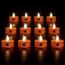 2 x Wondise Halloween Tea Lights 6H Timer Flameless Votive Candles Battery Operated Candles 12 Pack LED Candles Spider Web Tea Lights for Fall Indoor Halloween Decoration(1.5" D x 1.4" H)