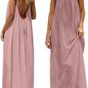Backless Cami Dress Backless Dress House Dress for Women Sleeveless Long Cami Lounge Dress Backless for Indoor Summer Wear, Large