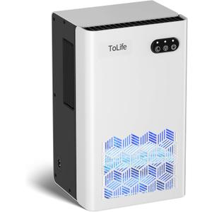 ToLife Dehumidifier for Home, 1000 sq.ft Dehumidifiers for Basement Bedroom Bathroom with 95 OZ Water Tank, Auto Shut Off 7 Colors LED Light, White Black