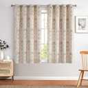TOPICK Brown Blackout Curtains with Eyelets, Thermal Insulated Anti-Heat, Linen Look with Vintage Oriental Pattern for Living Room, Bedroom, Set of 2, W52 x L82 Inches