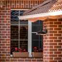 12" Outdoor Gooseneck Barn Light for Patio, Large Farmhouse Wall Mount Lights for Garage, Black Exterior Barn Porch Light Fixture with Brass Interior, Outside Wall Sconce for House, 12" Dome
