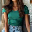 5 Pack Women's Scoop Neck Short Sleeve Shirts Fitted Tops Bulk Casual Basic Stretchy Tight Summer Multipack Tees (S)