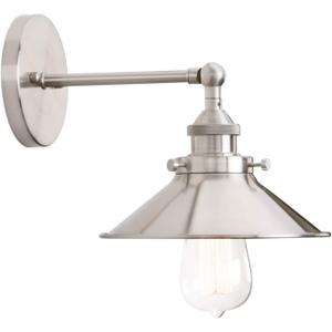 PERMO Vintage Industrial Metal Wall Sconce Lighting Brushed Nickel Sconces 180 Degree Adjustable Wall Lamp