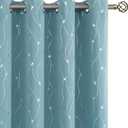 BGment Room Darkening Curtains 84 Inches Long, Grommet Thermal Insulated Blackout Curtains with Wave Line and Dots Printed for Bedroom, 2 Panels, Each 52 x 84 Inch, Aqua
