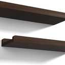 Love-KANKEI Floating Shelves Wall Mounted Set of 2, 17 Inch Rustic Wood Wall Shelves for Storage, Bedroom Living Room Bathroom Kitchen Office and More Dark Walnut