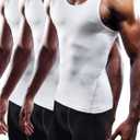 NELEUS Men's Athletic 3 Pack Compression Tank Top Dry Fit Undershirts, White, L, EUR XL