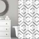 Bath Bliss Shower Curtain | Dimensions: 70" x 72" | Herringbone Design | Bathroom Accessories | Lightweight | Weighted Hem | Rust Proof Metal Grommets | Grey