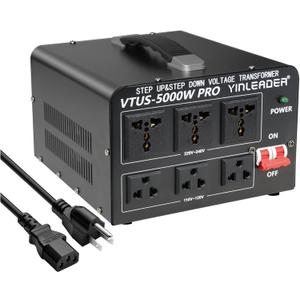 Yinleader 5000W PRO Voltage Transformer Converter Step Up/Down AC 110V/120V to 220V/240V or 220V/240V to 110V/120V Power Converter w/US Standard Power Cord,Circuit Breaker Protection